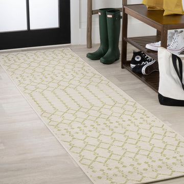 Ourika Moroccan Geometric Textured Weave Indoor/outdoor Runner Rug